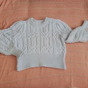 House of Harlow 1960 Light Blue Cropped Pearl Sweater Sz S Coquette/Cottage